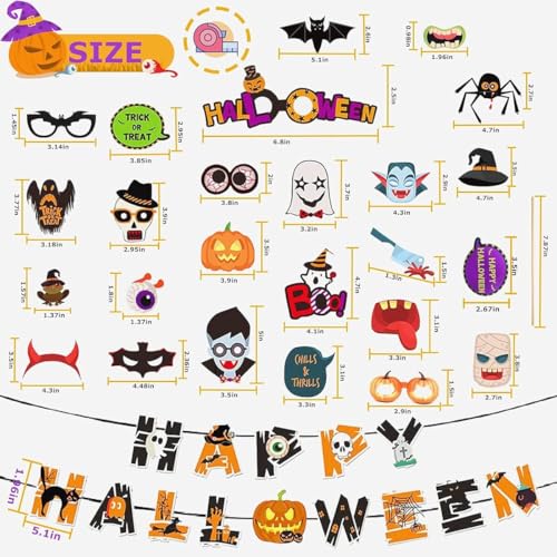 Image of FancyDressWale Happy Halloween Decorations Set,party props, Pumpkin Banners, Character Cutouts, 34 Pieces (Style-1)
