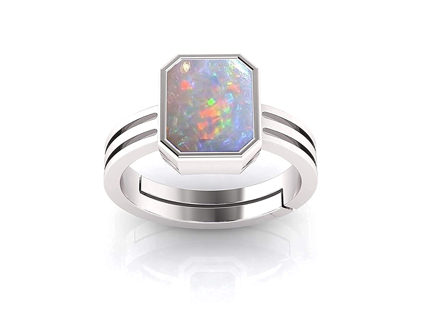 Sidharth Gems 7.25 Ratti 6.00 Carat Natural AA++ Quality White Fire Opal Gemstone Sterling Silver 92.5 Adjustable Ring for Men and Women Ring Size 15 to 28 (B091N5LKM2) Amazon Price History, Amazon Price Tracker