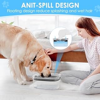 AONKEY 3L Dog Water Bowl No Spill, 101oz Large Spill Proof Dog Bowl Reduce Refill, Anti Splash No Mess Dispenser Dripless Slow Drinking Water Bowl for Sloppy Messy Drinkers (Gray)
