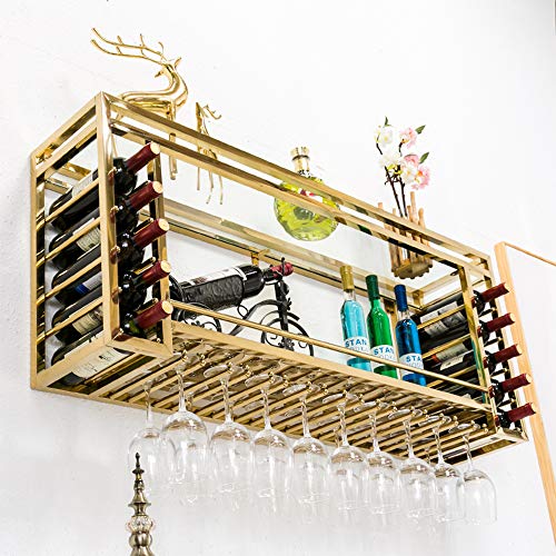 L.HPT Weinregal Wand Edelstahl, Weinflaschenhalter Metall Weinglasständer Edelstahl Weinkühler Becherständer Einfacher Stil Dekorationsregal Für Bars, Restaurants, Küchen
