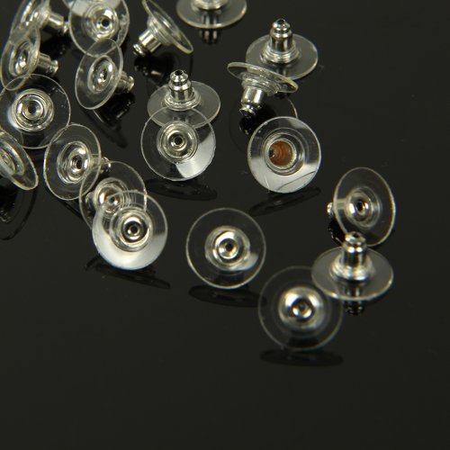 100pcs Silver Tone Hypo Allergenic Clutch Earring Backs with Pad