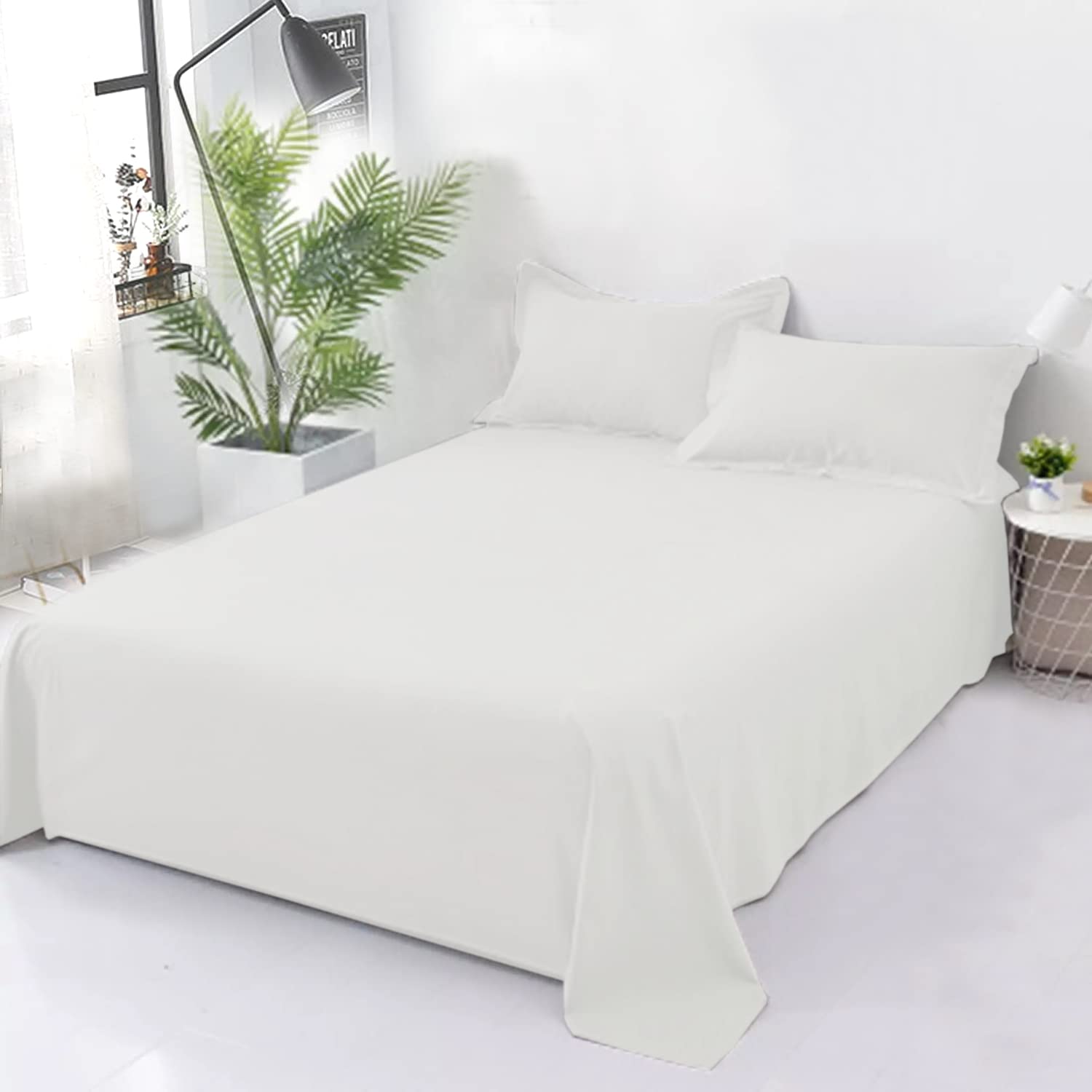 Cotton Comfort Bedding 400 Thread Count Flat Sheet Single 100% Egyptian Cotton Flat Bed Sheets Single Super Soft & Breathable Hotel Quality Single Bed Sheet โ image 1