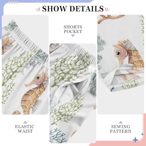 Watercolor Coral Animal Marine Boys Pants for Kids Jogger Pants with Pockets S-XL4