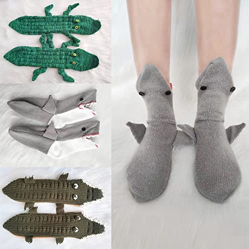 Knit Cute Shark Socks - 3D Alligator socks - Winter Warm Thick Crocodile Floor Socks - Unisex4