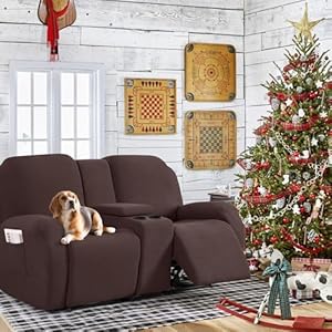 TAOCOCO Recliner Loveseat Cover with Middle Console Sofa slipcover, Stretch Reclining Sofa Covers for 2 Seat Reclining Couch, Jacquard Pattern Soft Loveseat Slipcover Furniture Protector, Dark Coffee TAOCOCO Recliner Loveseat Cover with Middle Console Sofa slipcover Stretch Reclining Sofa Covers for 2 Seat Reclining Couch Jacquard Pattern Soft Loveseat Slipcover Furniture Protector Dark Coffee