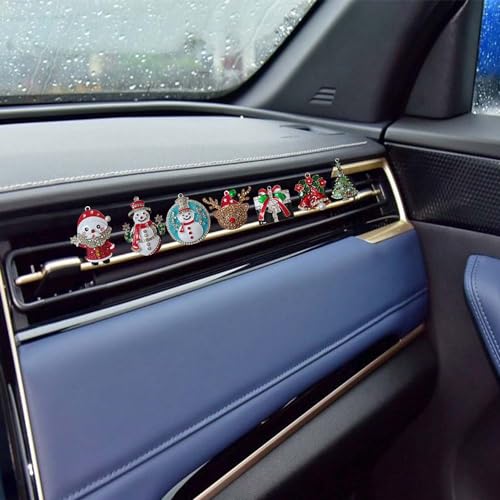 Image of 2Pack Christmas Car Air Freshener Bling Car Accessories,Santa Claus&Christmas Bells Car Vent Clips,Car Diffuser Vent Clip Diamond Car Decoration for Women (Santa Claus+Bell)
