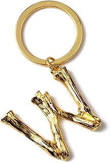 ARFUKA Keychain Alphabet Keyring Stainless Steel Letter W Keychain Key Ring Birthday Christmas Gift Key Chain for Men and Women Gold