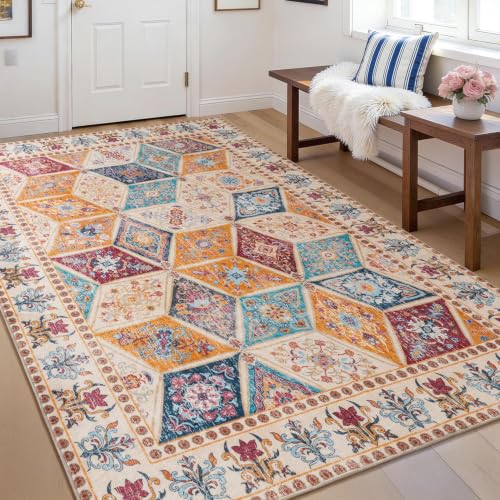 Calinline Colour Vintage Machine Washable Area Rugs Living Room, 80x150 cm