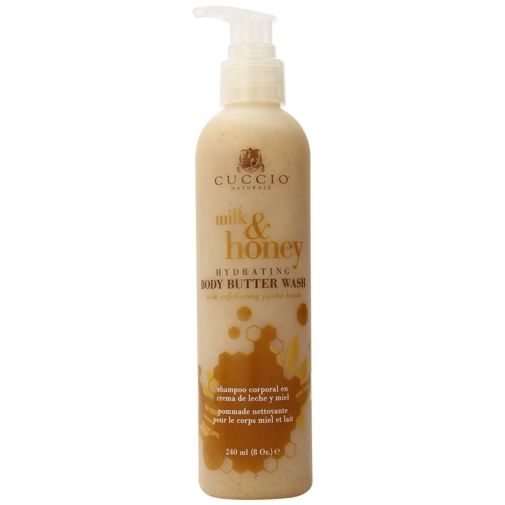 CuccioNaturale Hand And Body Wash - Solution Which Exfoliates, Cleanses And Hydrates The Skin - Infused With Noisturising Beads Of Natural Jojoba - Great Exfoliant - Milk And Honey - 8 0Z
