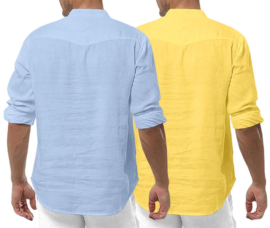 Image of ROYALSCOUT Men's Cotton Polyester Blend Solid Regular Fit Full Sleeve Short Kurta | Ethnic, Lightweight Summer Kurta for Daily & Occasion Use