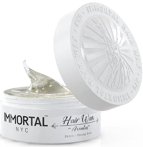 IMMORTAL NYC Ceras para el cabello para hombres Aventus Strong Hold Ultra High Shine Wax A base de agua para hombre sin residuos pasta de cabello