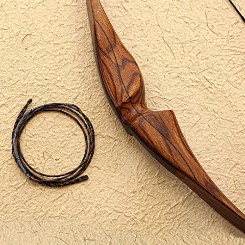 Lightning Archery Flemish D97 Bowstring Replacement For Traditional Longbow And Recurve Bow Hand Braided Replacement Bowstring 14 16 Strands 56-68 Inches (64"-Khaki/Black) #TOP6