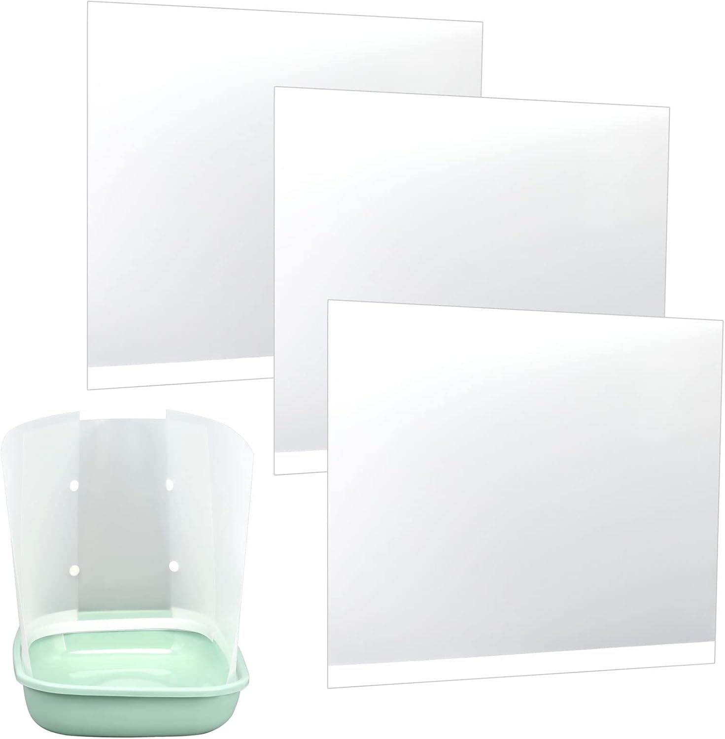 Cat Litter Box Pee Shields(3 Set),Easy Clean Frosted Cat Litter Pan- Litter Box Not Included