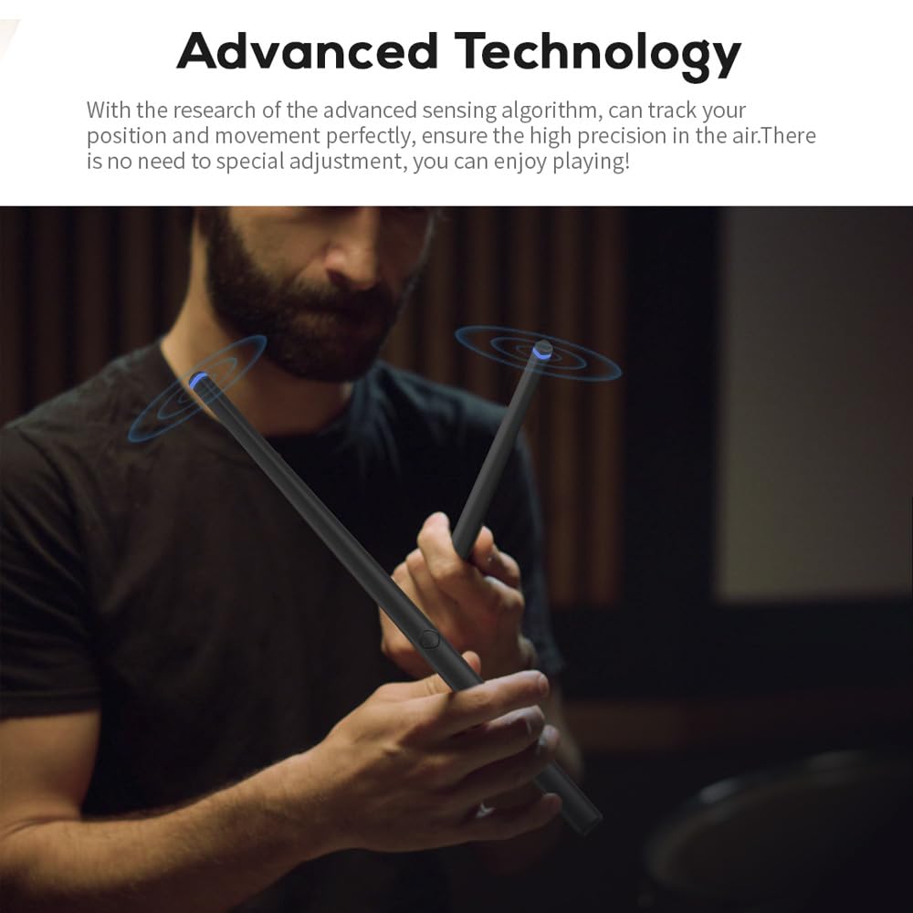 Alomejor Set di Batteria per realtà Virtuale Kit di Bacchette Elettroniche per Studio Domestico, Campeggio All'aperto, Console per Batteria in Plastica da 3,7 V 200 MAh per Appassionati di Musica