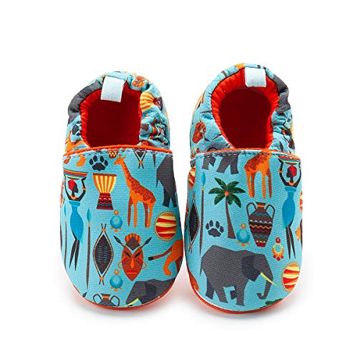 BiBeGoi Infant Baby Boys Girls Cotton Slipper Sneaker Toddler Cartoon Animal Rubber Non-Slip Sole First Walker Crib House Shoes(Giraffe Blue,1)