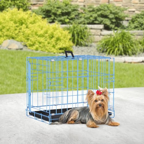 Image of BestPet | Dog Crate | 18 inch | Blue | Foldable Metal Kennel with Single Doors