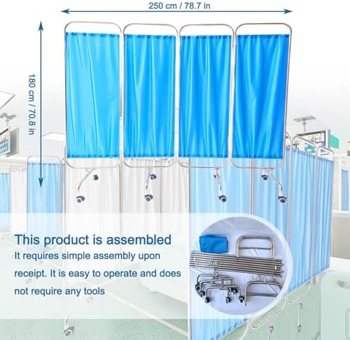 Rolling Medical Privacy Screen on Wheels, 3-Panel Foldable Room Divider for Clinics, Exam Rooms, and Wards, Space-Saving Design, Portable 6-Panel Partition for Adults