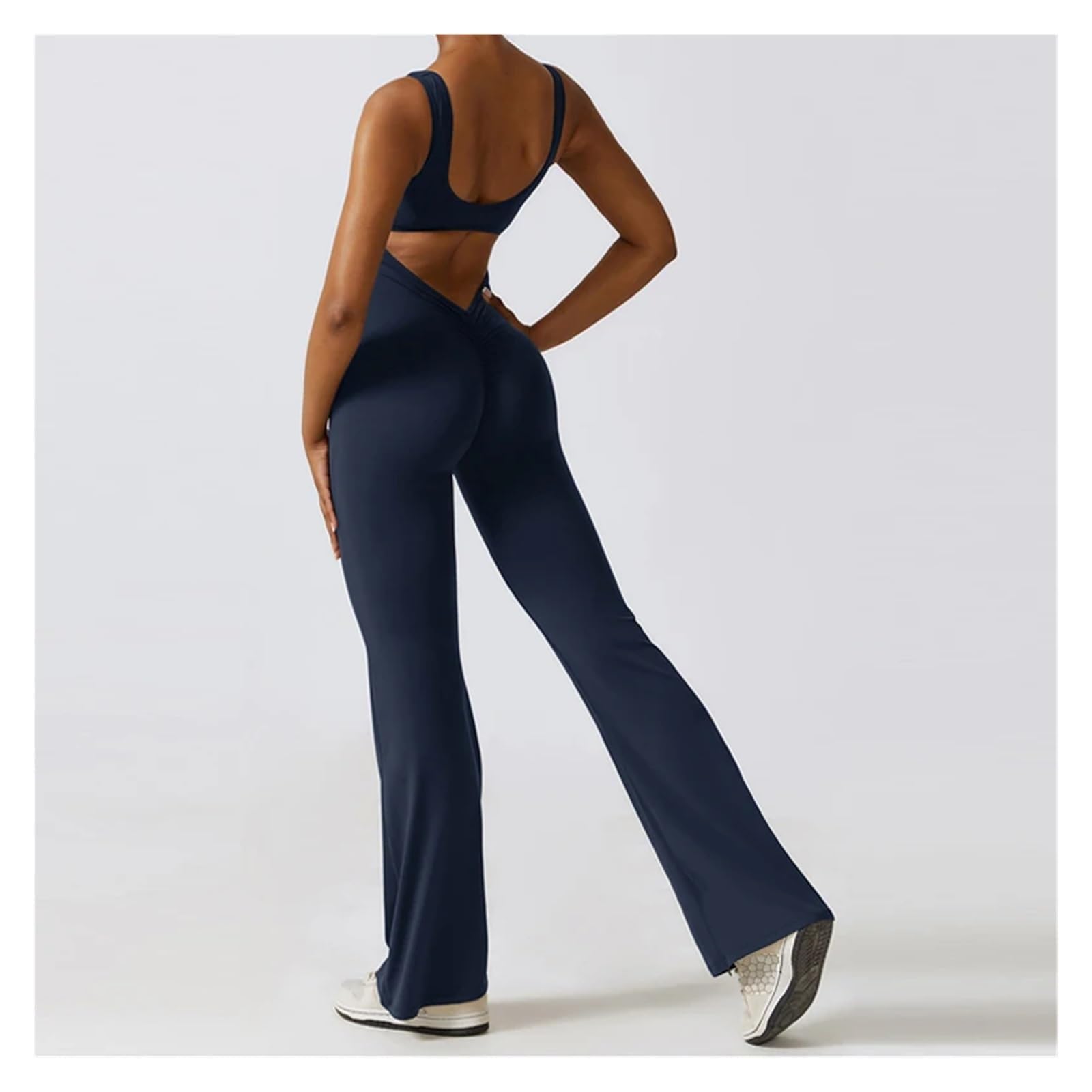 Conjunto Deportivo De Una Pieza con Espalda En V For Mujer, Traje De Yoga, Pantalones Acampanados, Mono Deportivo, Monos De Fitness