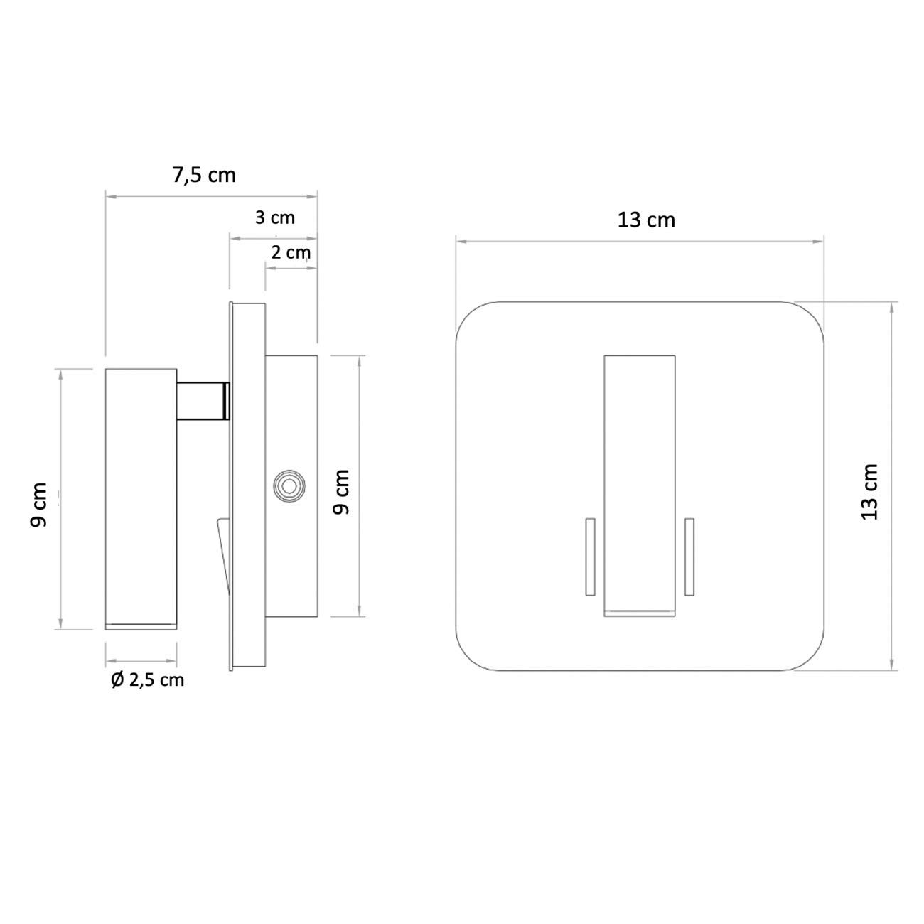 KOSILUM – Lector Electrónico De Moda Doble LED E Interruptor – Bilbao Blanco – Luz Blanca Cálida – Iluminación Salón Dormitorio Cocina Pasillo – 3 W