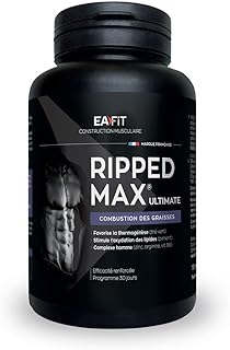 Visuel du produit : EAFIT - Ripped Max Ultimate - Burn activ, Bruleur de Graisses puissant sport - Formule complete-plante-vitamine-minéraux(zinc, chrome) - Cafeine et vitamine b6 pour l'énergie - 120comprimés