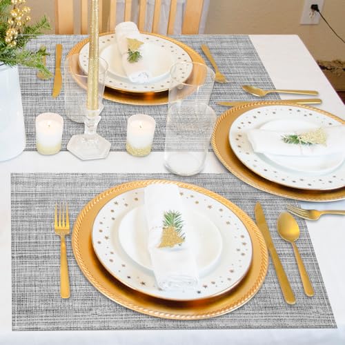 Niviy Grey Placemats Set of 4, 12x18 Inch Washable Easy to Clean Heat-Resistant Anti-Skid Grey Placemats for Holiday Party Kitchen Dining Room Decoration by Niviy - Used condition - Image 6