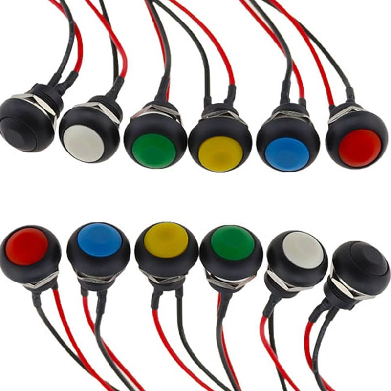 Bouton-poussoir 12mm PBS-33B mini interrupteur étanche câblé bleu