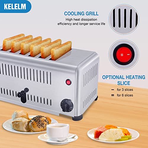 Kelelm 6 Slice Toaster Stainless Steel Electric Commercial Bread Toaster Bagel Toaster 6 Slot Wide Metal Toaster Countertop Toaster With Tongs For Restaurant House Use,110V 1680W #TOP3