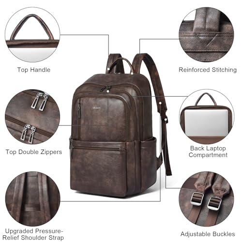 Image of Shrrie Leather 17 inch Laptop Backpack for Women, Large Travel Backpack Purse for Casual Daypack College Work Bag