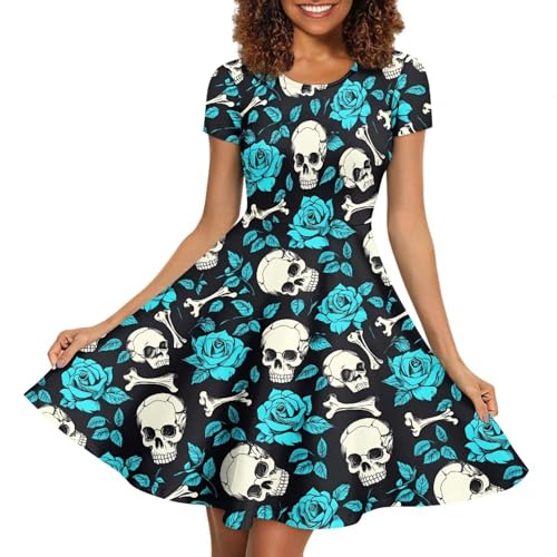Image of AFPANQZ Womens Casual Summer Lightweight Vintage Dress Short Sleeve Midi Dress Knee-Long Luxury Formal Dress