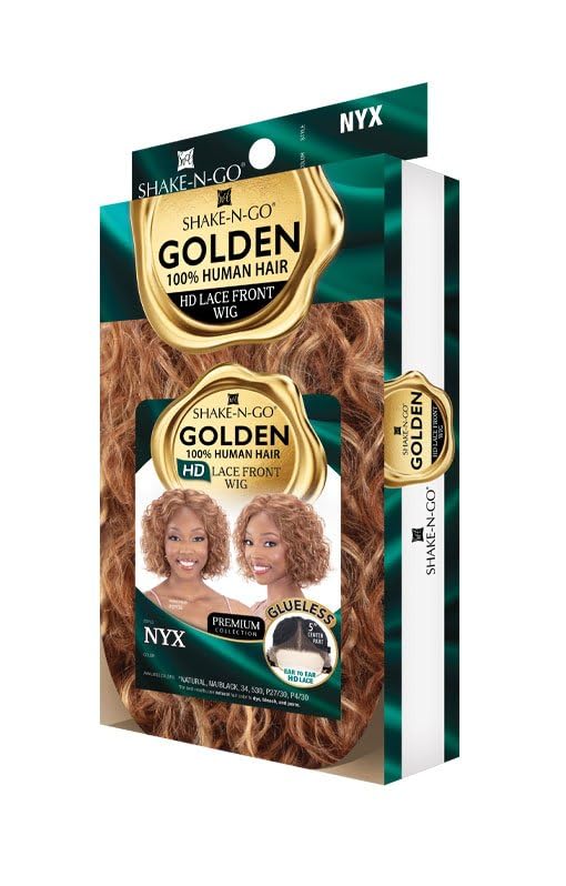 Shake-N-Go Human Hair HD Lace Front Wig Glueless Golden Nyx (Color: NATURAL)