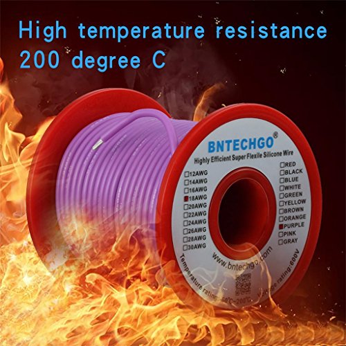 Image of BNTECHGO 18 Gauge Silicone Wire Purple 100ft Stranded Tinned Copper Wire | Flexible 18 AWG Stranded Wire Silicone Rubber Insulation For RC Models, Drone, Robot, Battery, EV Charger, 3D Printer, DIY