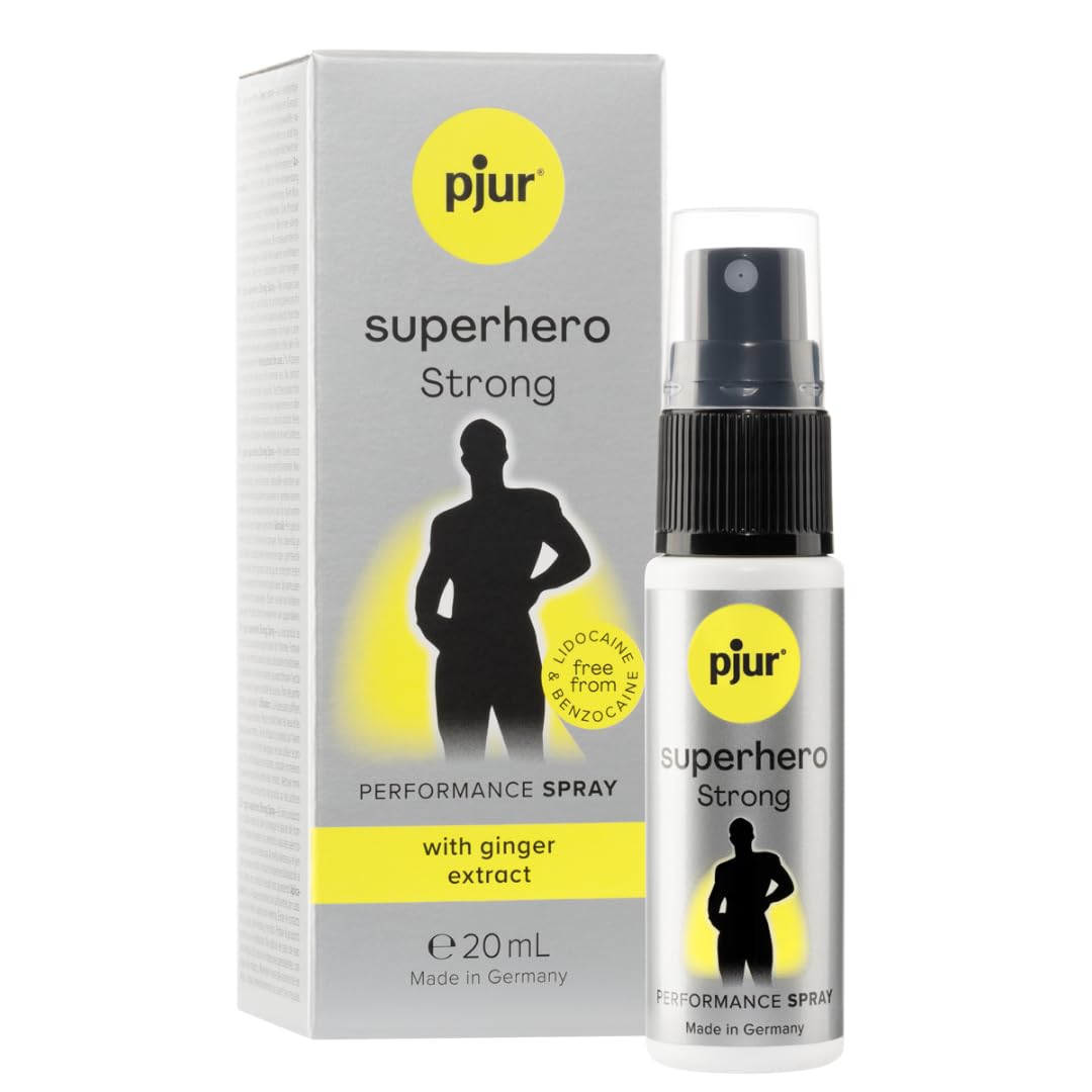 pjur Superhero Strong Spray - Highly-Concentrated delay Spray for Men - Ginger Extract for Longer Performance (20ml)