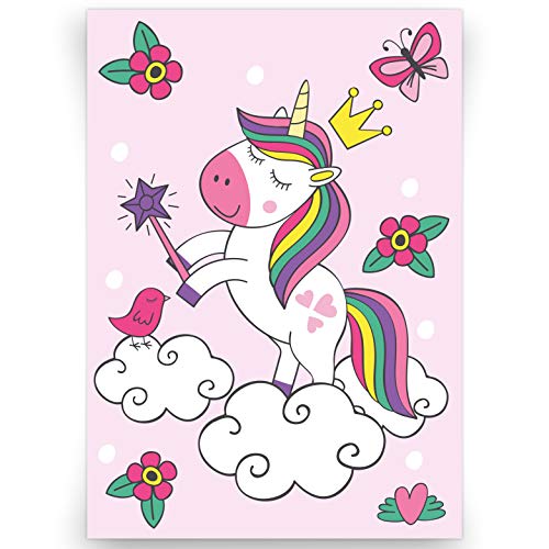 kizibiu00ae Poster licorne DIN A2 pour chambre d'enfant et chambre de bébé, Affiche de décoration pour filles, licornes pour chambre d'enfant, Impression d'art de qualité supérieure Poster mural