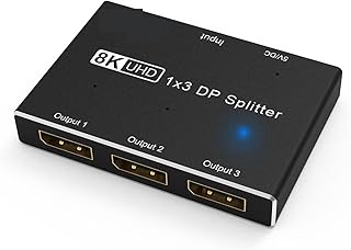 ALAIAS Mini Video Mixer, Pro Switcher, Splitter 1 In 3 Out 8K@30Hz 4K@144Hz DP 1.4 Triple Splitter MST SST Hub Adapter 1 * 3 Port For 3 Ultra HD Display Port with Wide Compatibility, Easy to Set Up