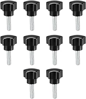 Tool parts 10 Pcs Star Knobs Grips M6 x 20mm Male Thread Steel Zinc Stud Black PP