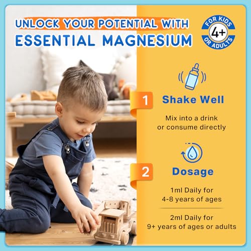 Image of Kids Magnesium Liquid Drops - Magnesium Glycinate Liquid for Kids, Magnesium Supplement with L-Theanine, Calcium, Zinc, Vitamin D3 K2 for Sleep Calm Relaxation Brain Bones, Pineapple Flavor 2 Fl Oz