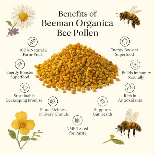Image of Organic Bee Pollen 100% Pure & Raw | Natural Plant Based Protein | Rich in Minerals, Proteins, Vitamins and Anti-oxidants