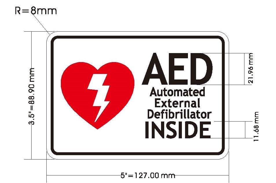 Autocollants Vinyle "AED Inside" (Défibrillateur) - Étanches Et Amovibles, Fabriqués Aux USA