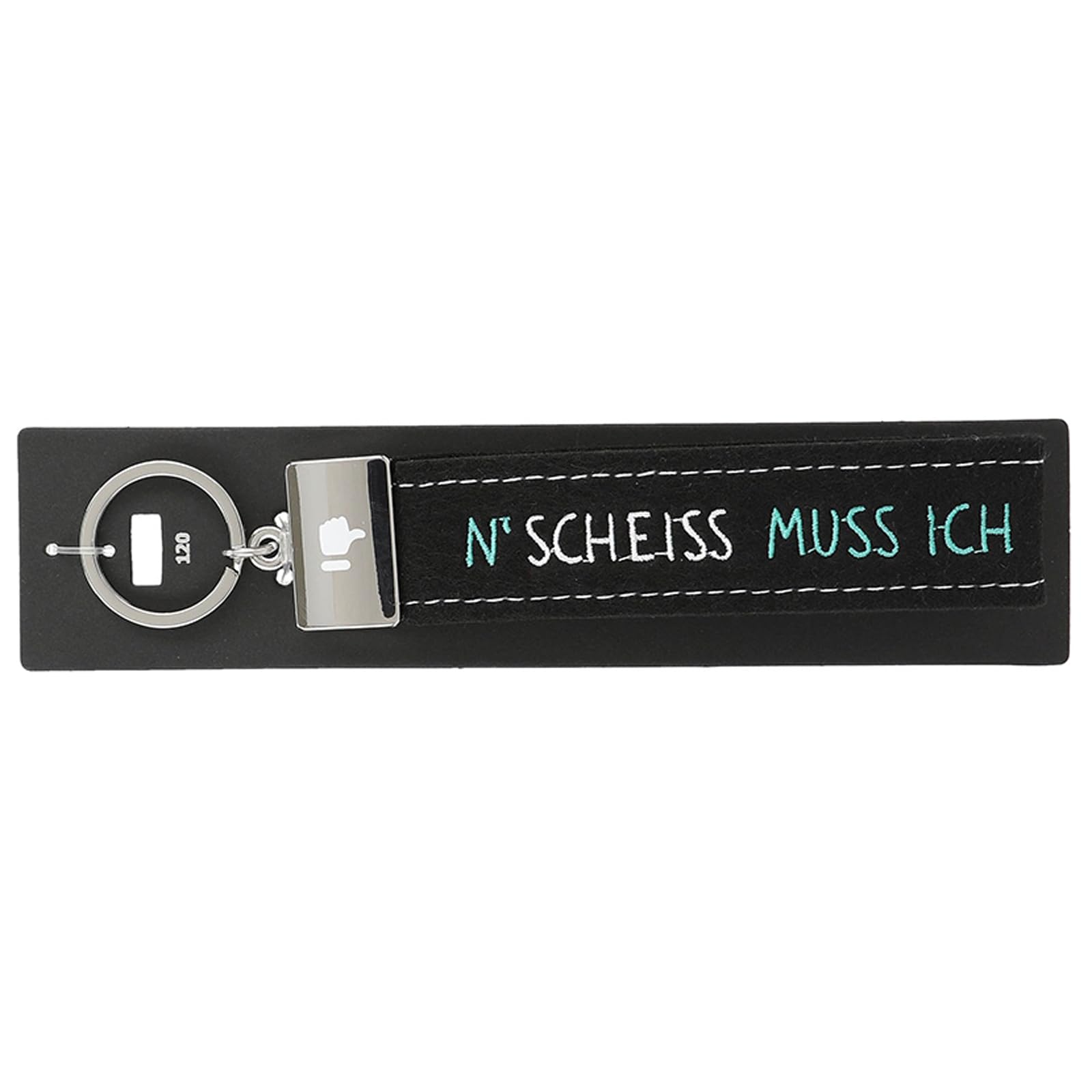 Depesche 004298-120 Loops Felt Keyring with Engraved Metal End and Iconic Print NEN Scheiss muss ich Grey Approx. 18.7 x 4.4 x 1 cm, 18.7 cm