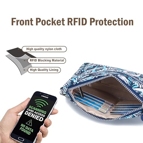 Image of Small Wristlet Wallets for Women Nylon RFID Cross body bag | Cell Phone Purse with Built-In Card Slots for Daily Outings