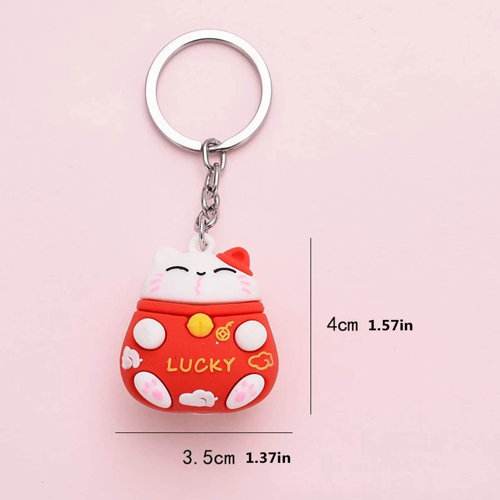 Portachiavi Gatto Fortunato Maneki Neko - 6 Pezzi Con Campana E Fiore Di Sakura - Foto 2
