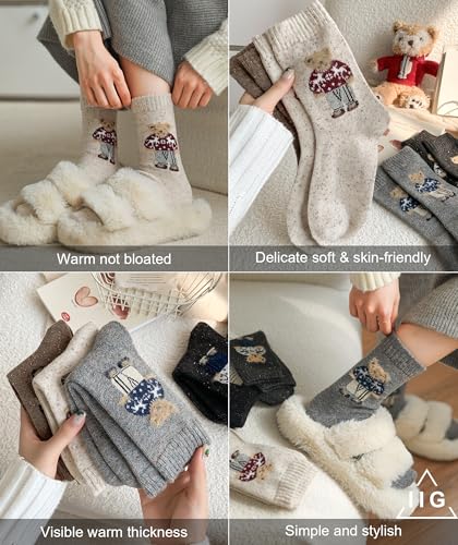 Image of IIG Winter Warm Wool Socks for Women Original Design Trendy Boot Socks Ideal Gift