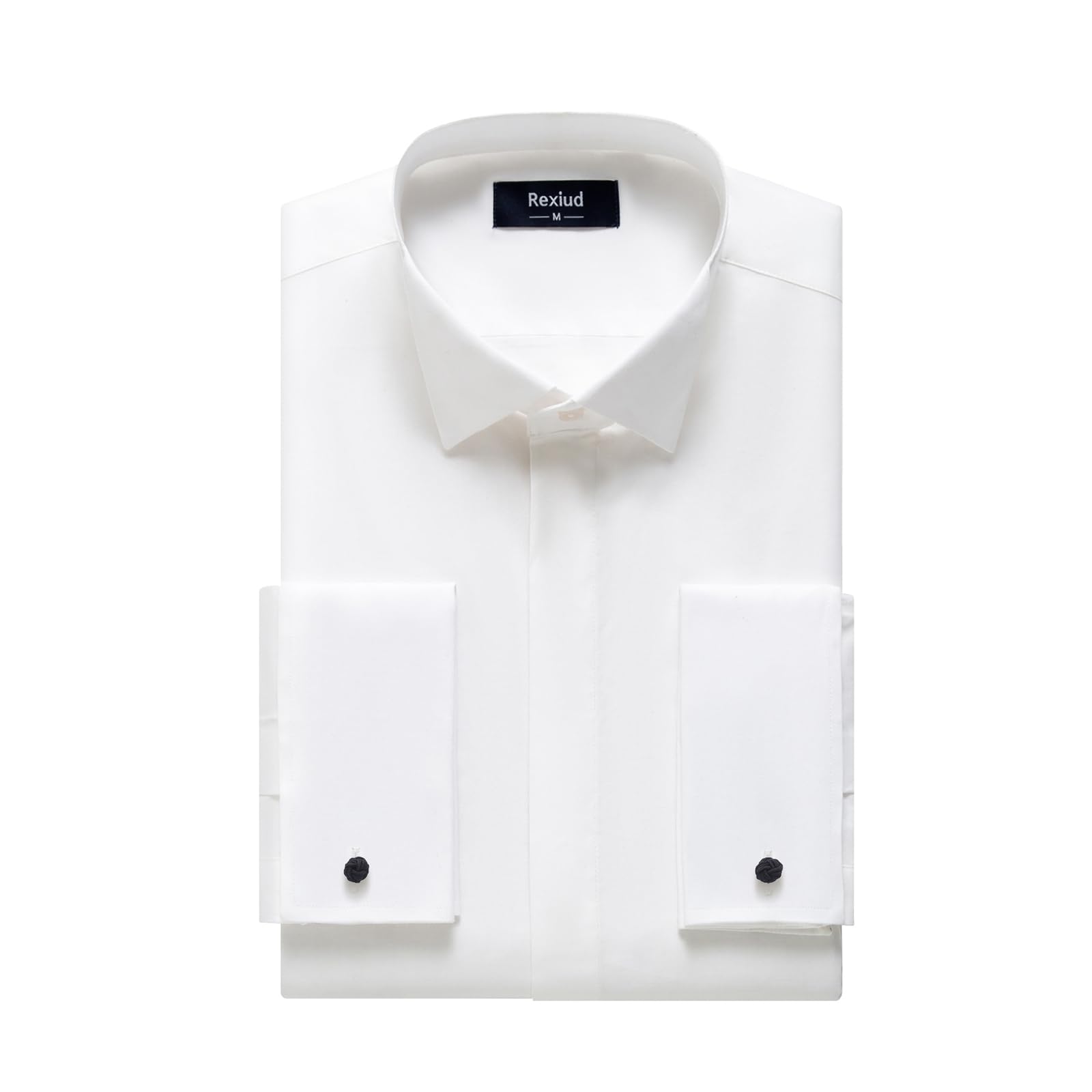 Camicia da smoking da uomo con colletto ad ala nascosta abbottonatura francese elasticizzata camicia formale a maniche lunghe tinta unita