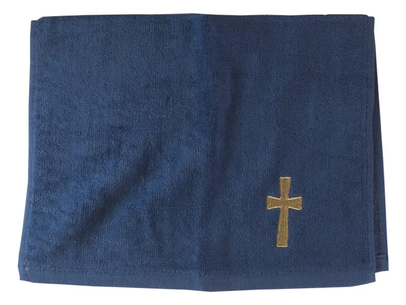 Swanson Christian Pastor Towel Cross Navy with Gold