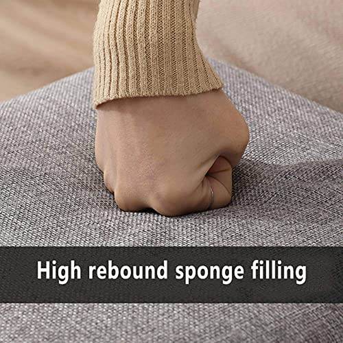 Pouf de rangement pliable en lin, repose-pieds multifonction