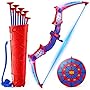 Mirthigig Jouet Garçon 3-12 Ans, ArcFlèche avec Lumières LED Rouges & Bleues, Carquois & Cible Toile Jeux d’Extérieur Enfant 3-12 Ans Cadeau Anniversaire 3 4 5 6 7 8 9 10 Ans Jouets pour Enfants