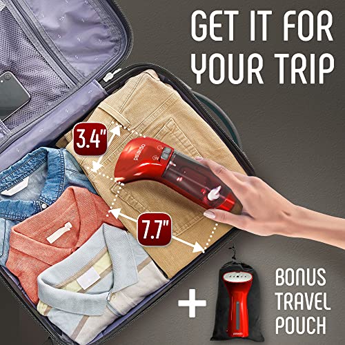 Travel Garment Hendheald Hend Heald Portable Steamer - Iron (Red) - Thumbnail 6