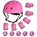Bellanny Juego de Protección para Casco de Skateboard de 7 Piezas, Rodilleras, Coderas y muñeca para Patines, patinetas, Scooters y Otros Juegos de Equipos para Deportes Extremos al Aire Libre, Rosa