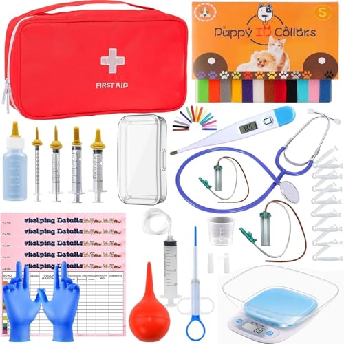 Puppy Kitten Whelping Supplies, Whelping kit for Puppies Birth,Kitten Supplies,Dog Supplies,Puppy kit,Kitten Bottle Feeding kit for New Born Puppy Supplies and Kitten (with Small Animals Scales)