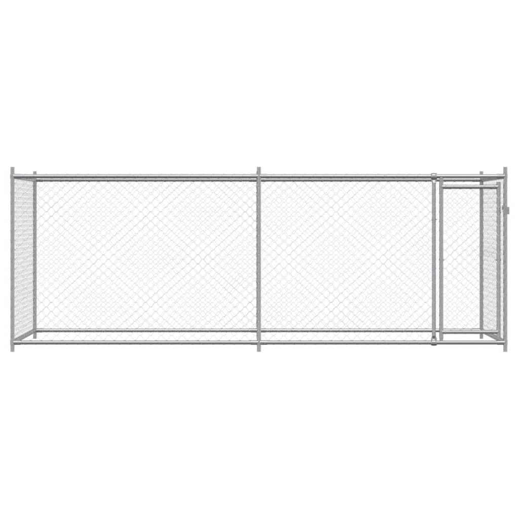 vidaXL Gabbia per Cani con Porta Grigia 4x2x1,5 m in Acciaio Zincato, cuccia per cani in acciaio, recinto per cani, cuccia per cani da esterno